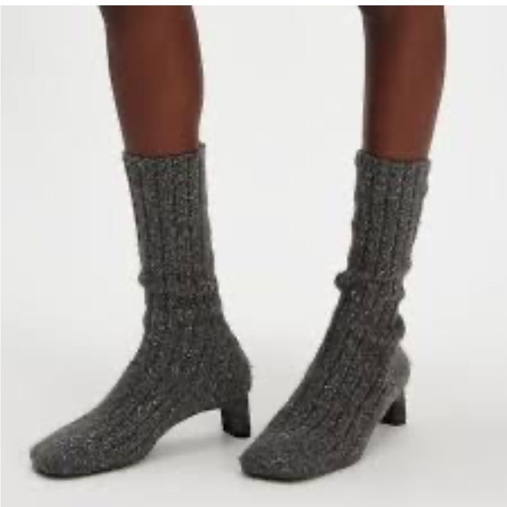 Free People Jeffrey Campbell Ariana Knit Sock Boot Buff Tan Sweater 8 NEW